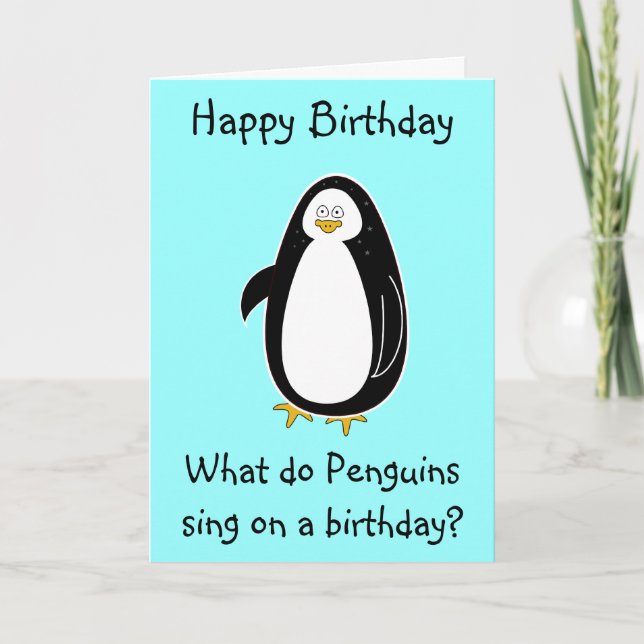 Carte d'anniversaire de pingouin (Devant)