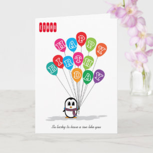 Carte d'anniversaire de Pingouin mignonne