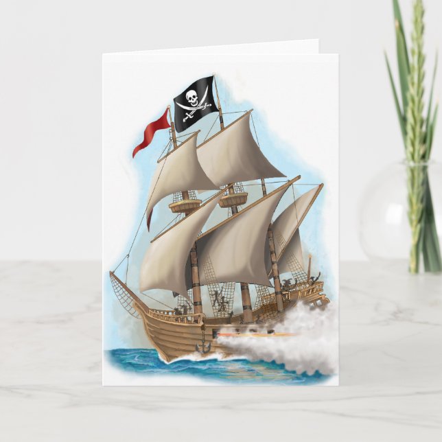 carte d'anniversaire de pirate d'enfants (Devant)