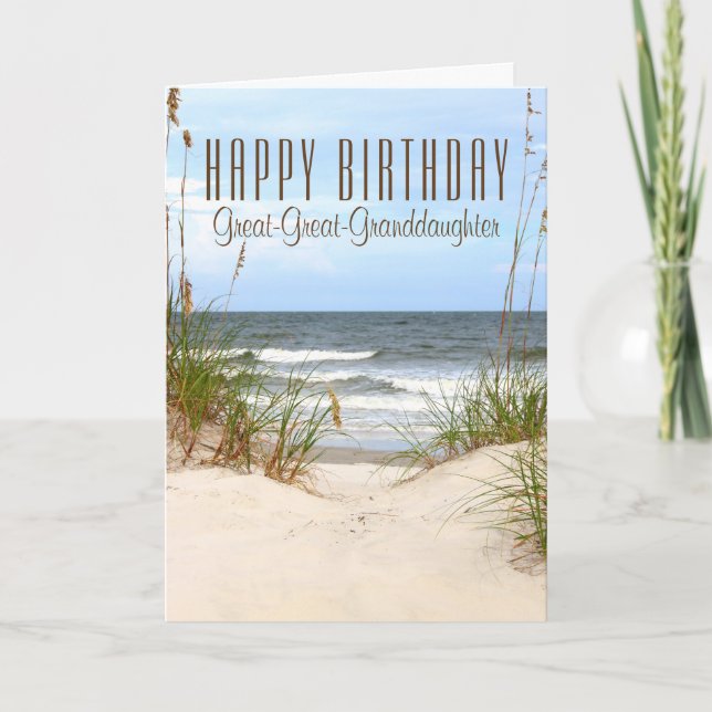 Carte d'anniversaire de plage Great-Great-Grandgir (Devant)
