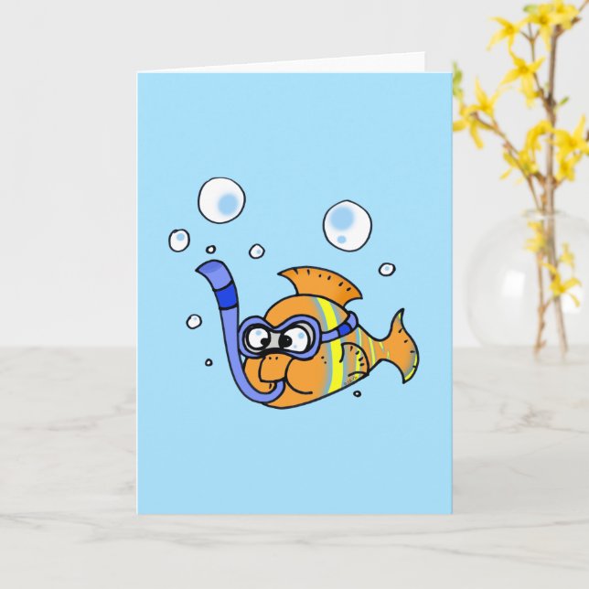 carte d'anniversaire de poisson tropical (Fleur jaune)