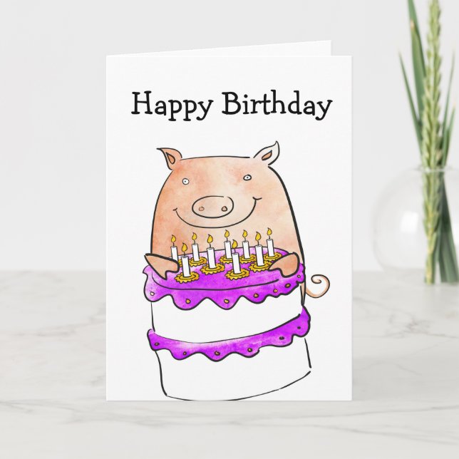 Carte d'anniversaire de porc (Devant)