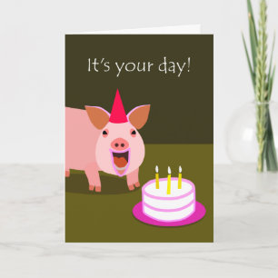 Carte d'anniversaire de porc