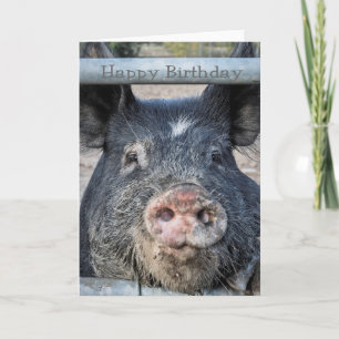 carte d'anniversaire de porc mignon