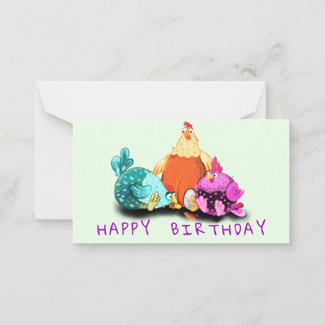 Carte d'anniversaire de poulets amusants (Devant)