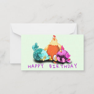Carte d'anniversaire de poulets amusants