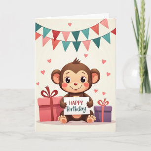 Carte d'anniversaire de primate souriant