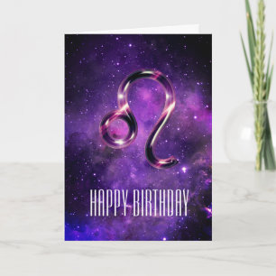 Carte d'anniversaire de Purple Space Leo