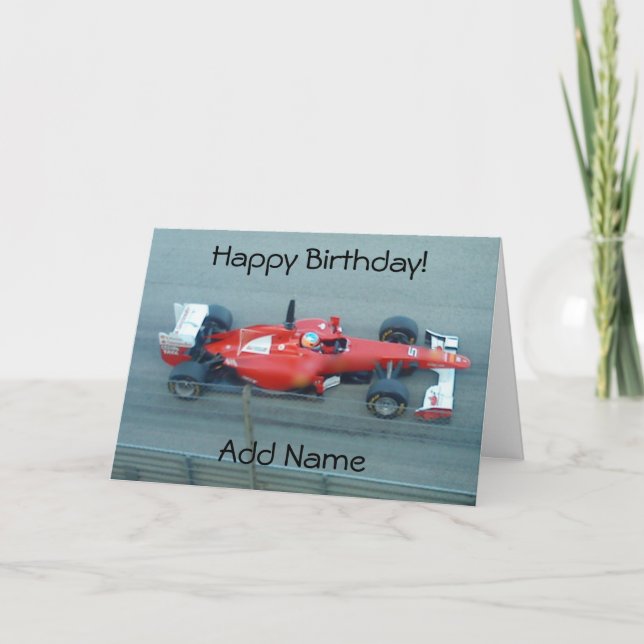 Carte d'anniversaire de Red Racing Car (Devant)
