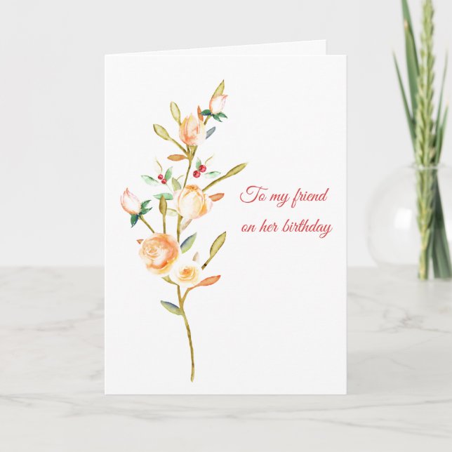 Carte d'anniversaire de Rose botanique Stem et Ber (Devant)