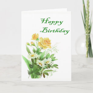 Carte d'anniversaire de rose jaune