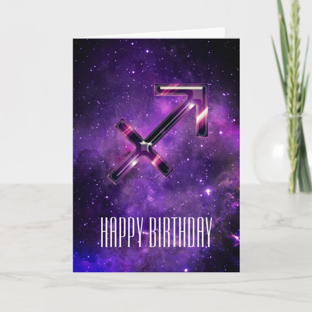 Carte d'anniversaire de Sagittarius Space Purple (Devant)
