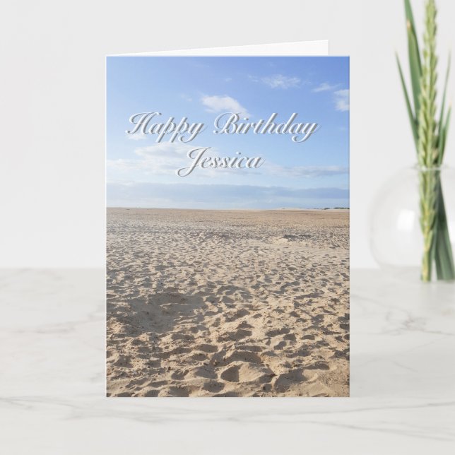 Carte d'anniversaire de scène de plage (Devant)