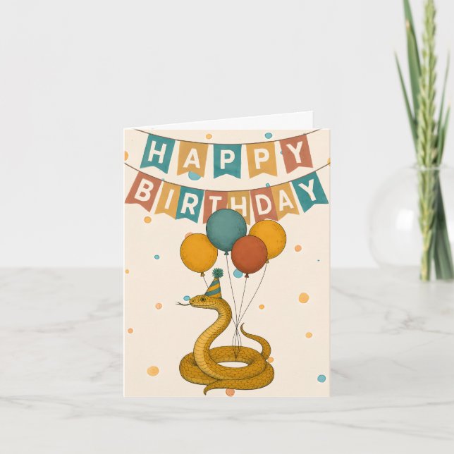 Carte d'anniversaire de serpent - Fête amusante An (Devant)