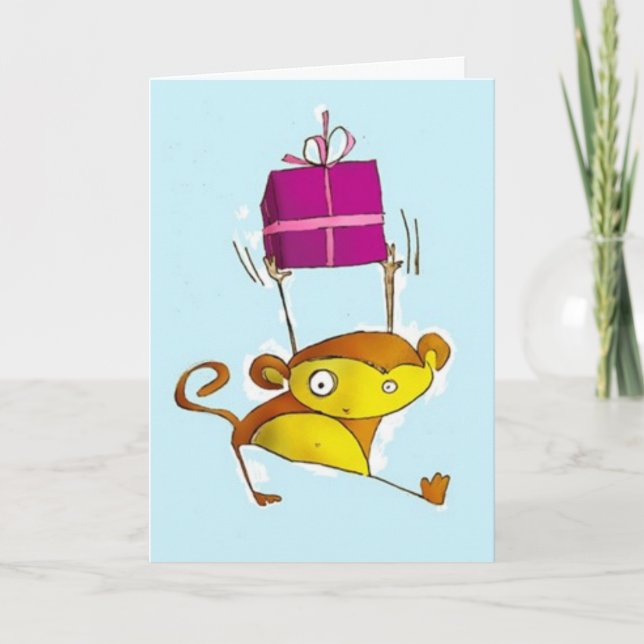Carte d'anniversaire de singe (Devant)