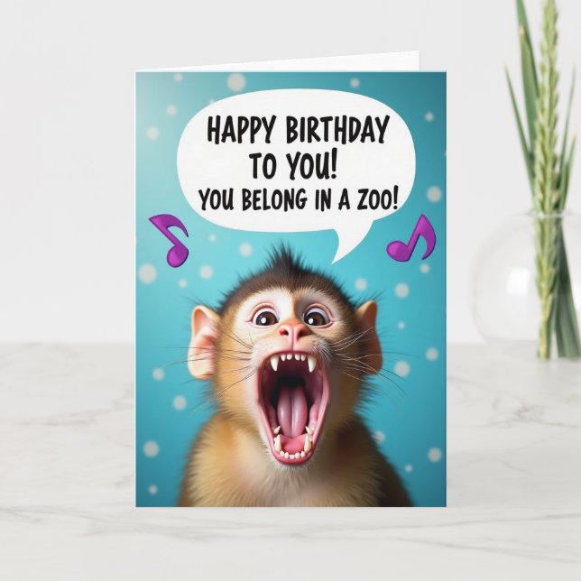 Carte d'anniversaire de singe drôle (Devant)