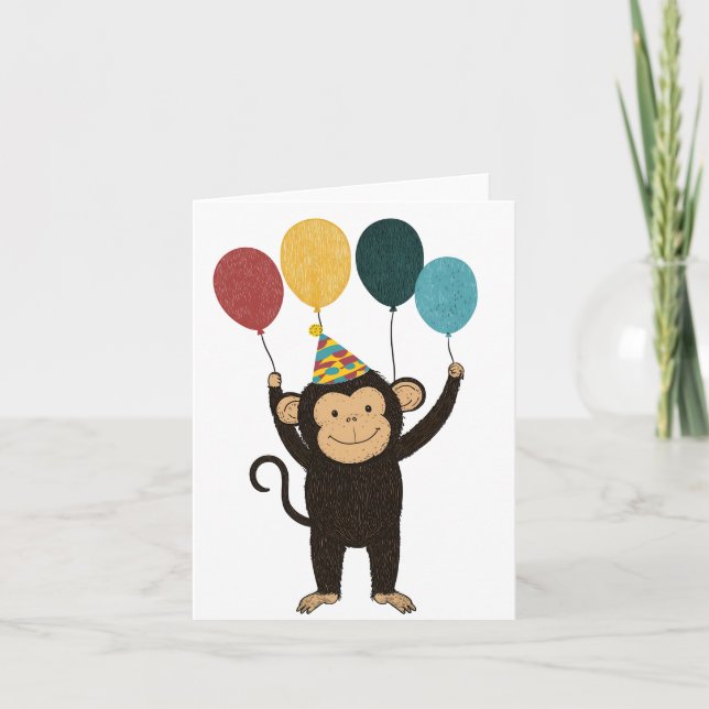 Carte d'anniversaire de singe gaie (Devant)