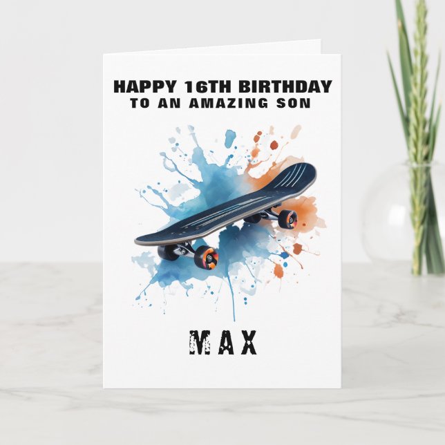 Carte d'anniversaire de skateboard cool pour Ado B (Devant)