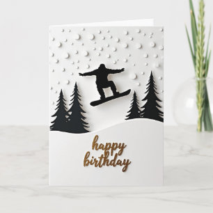 Carte d'anniversaire de snowboardeur d'hiver