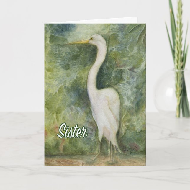 Carte d'anniversaire de Soeur aux oiseaux blancs d (Devant)
