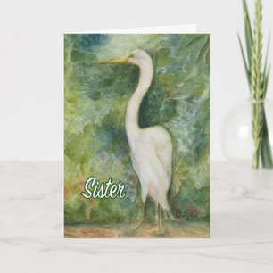 Carte d'anniversaire de Soeur aux oiseaux blancs d