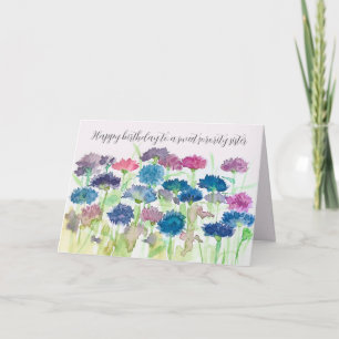 Carte d'anniversaire de sœur de sororité aux fleur