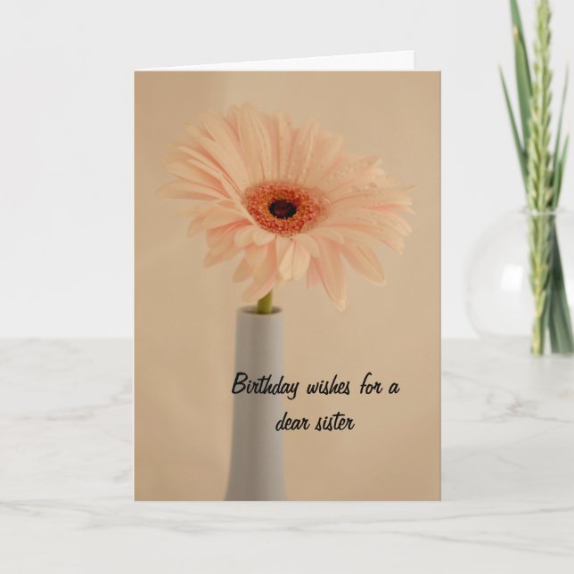 Carte d'anniversaire de soeur de vase à fleur (Devant)