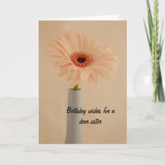 Carte d'anniversaire de soeur de vase à fleur