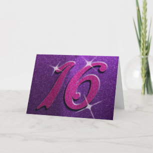 Carte d'anniversaire de Sweet sixteen violet et ro