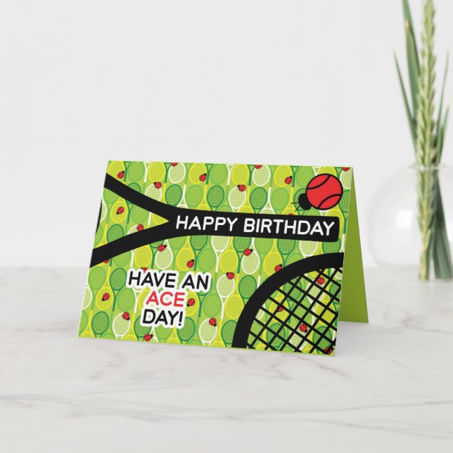 Carte d'anniversaire de tennis, personnalisable (Devant)