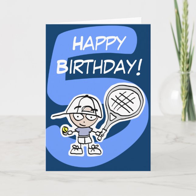Carte d'anniversaire de tennis pour le garçon (Devant)