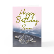 Carte d'anniversaire de tortue marine hawaïenne