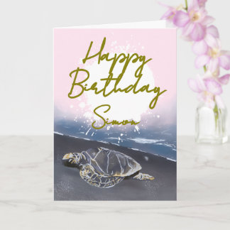 Carte d'anniversaire de tortue marine hawaïenne