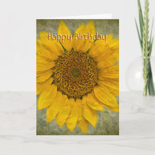 Carte d'anniversaire de tournesol vintage