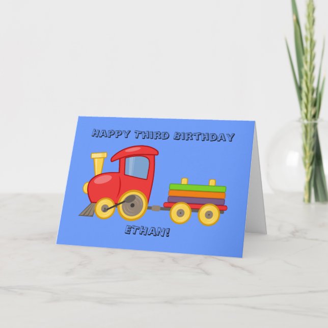 Carte d'anniversaire de train pour enfant personna (Devant)