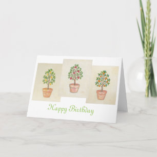 Carte d'anniversaire de trio d'arbre fruitier