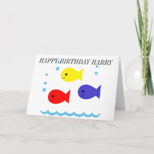 CARTE D'ANNIVERSAIRE DE TROIS PETITE POISSONS