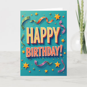 Carte d'anniversaire de typographie 3D