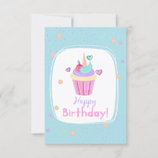 Carte d'anniversaire de Unicorn Cupcake