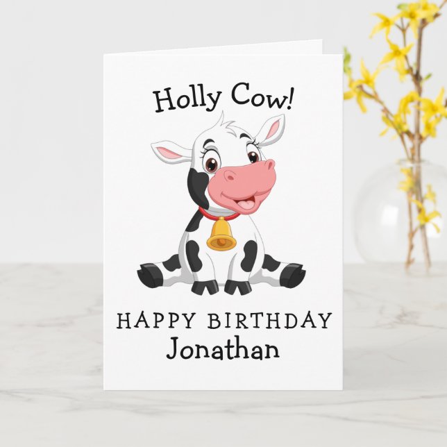 carte d'anniversaire de vache (Fleur jaune)