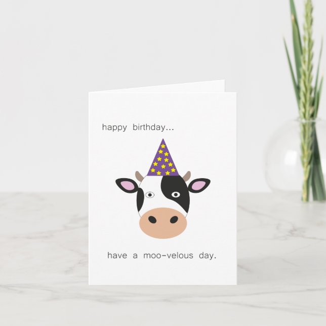 Carte d'anniversaire de vache mignonne (Devant)