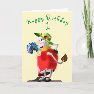 Carte d'anniversaire de vache moderne amusante - p