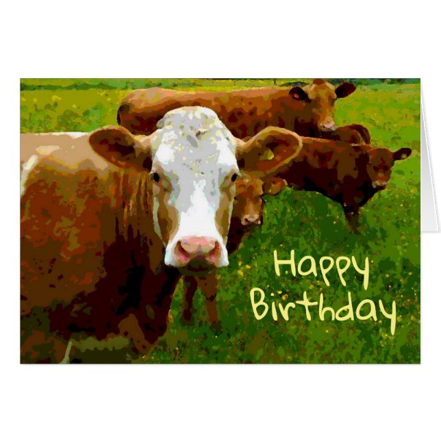 Carte d'anniversaire de vaches (Devant horizontal)