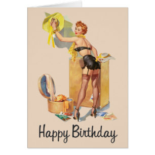 carte d'anniversaire de vieillard de fille de Pin-