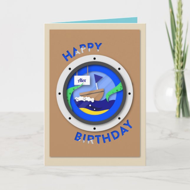 Carte d'anniversaire de voile personnalisée (Devant)