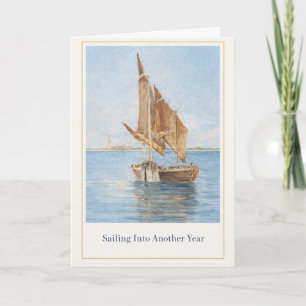 Carte d'anniversaire de voilier vintage   Naissanc