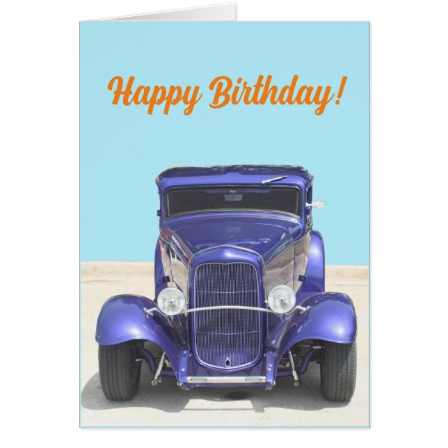 Carte d'anniversaire de voiture classique pour les (Devant)