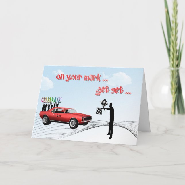 Carte d'anniversaire de voiture de course (Devant)