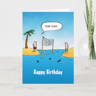 Carte d'anniversaire de volleyball de requin