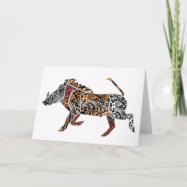 Carte d'anniversaire de Warthog de style de batik (Devant)